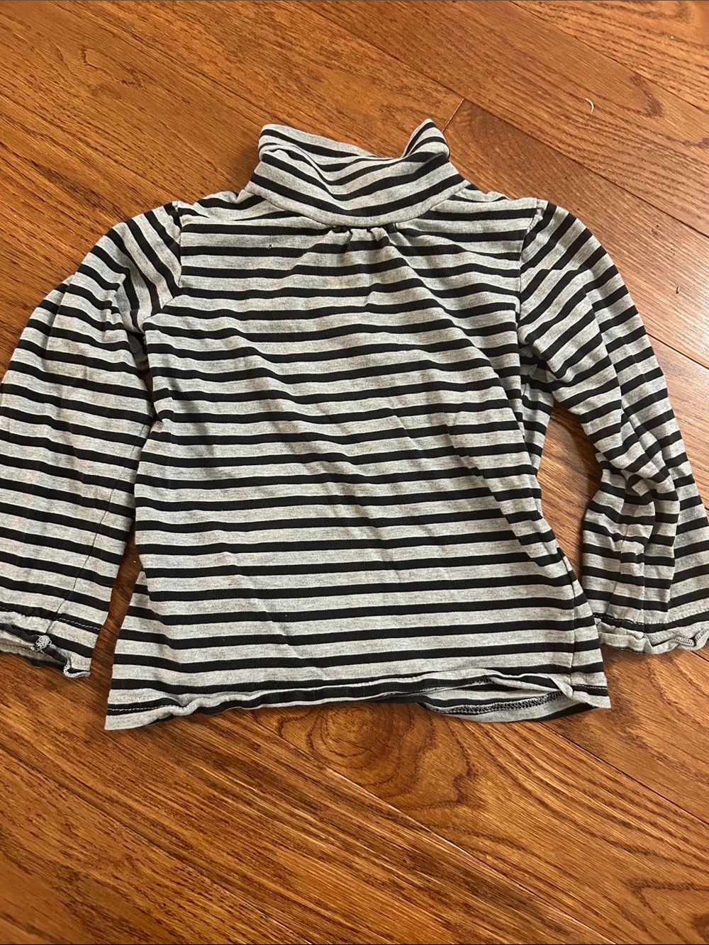 Girls' Black & Cream Striped Turtleneck Top baby